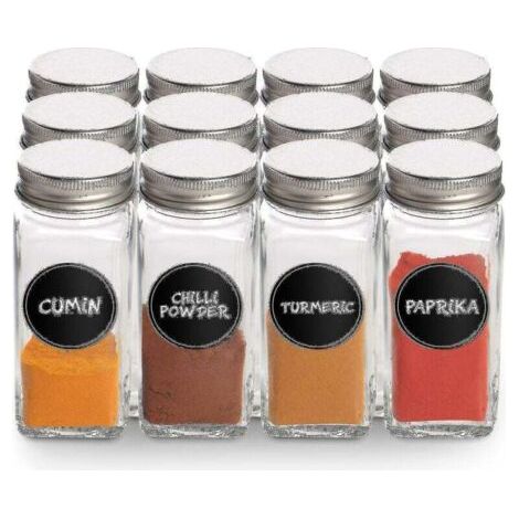 Aleko Spice Jars with Shaker Lids - Set of 12