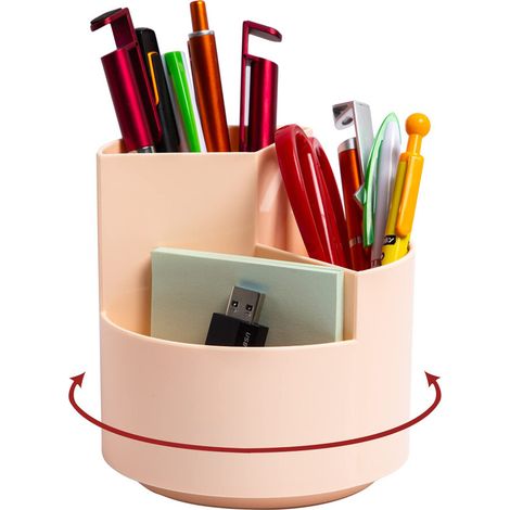 Organizador de escritorio creativo con estantes ajustables, adecuado para material de arte, elegante y multifuncional soporte de plástico duro, rotación suave.