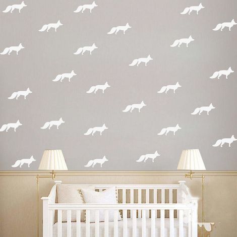 Autocollant mural en vinyle blanc forme renard pour décoration chambre bébé dortoir salon maison (1/5)