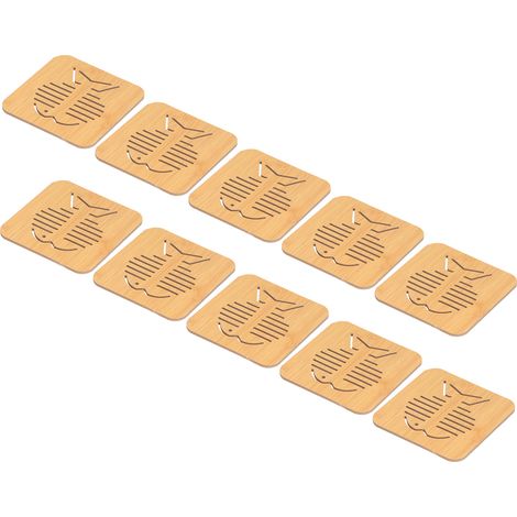 10 Stück hohle Tischsets aus Bambusimitat, isolierend, hitzebeständig, für Schüsseln und Tassen, Küchenzubehör (großer Fisch) (1/5)