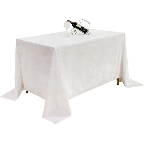 Matte Samt-Tischdecke, milchig weiß, für einen Tisch 230x230cm