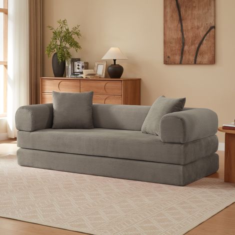 Canapé convertible modulable – Sans cadre – Canapé‑lit de Mousse froide haute qualité – Structure stable – Idéal salon, chambre, studio – 195×89×59 cm – Gris (1/5)