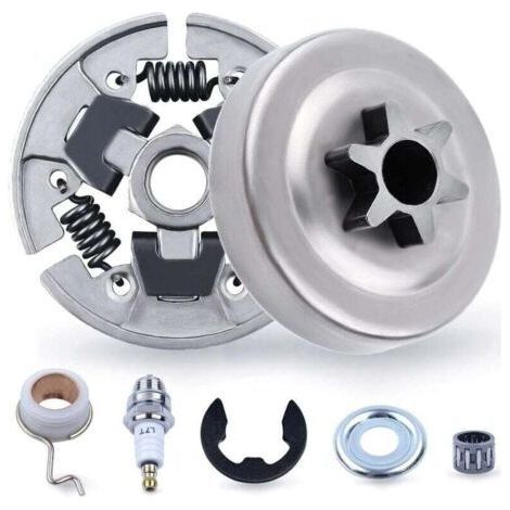 Kit pignon et embrayage 3/8" pour 017 018 MS170 MS180 021 023 025 MS210 MS230 MS250, pignon + tambour d'embrayage + roulement + rondelle + pince E + bougie d'allumage 7 en 1 (1/4)