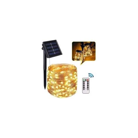 Guirlande Lumineuse Solaire Extérieure, 20m 200 LED 8 Modes Guirlande Solaire Exterieur IP65 Étanche Câble en cuivre Guirlande Décoration pour Jardin, Terrasse, Noël, Mariage, Fête-Crezuo
