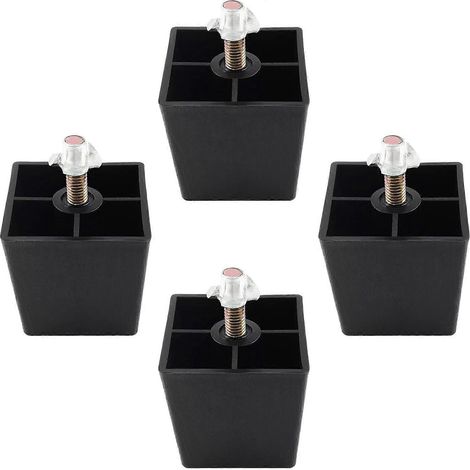 Pieds de meubles carrés, 2 pouces/50 mm, ensemble de 4 pieds de canapé, pieds de meuble en plastique avec boulons de montage M8, compatibles avec les pièces de rechange pour pieds de tabouret/canapé L (1/5)
