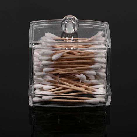 Praktische Aufbewahrungsbox für Wattestäbchen und Make-up, transparenter Kosmetikbehälter (1/5)