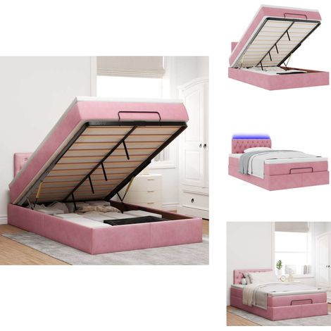 Cadre de lit ottoman avec matelas rose 120x200 cm velours - Cadre De Lit Ottoman - Cadres De Lit Ottoman - Cadre De Lit - Cadre De Lit Avec Rangement (1/5)