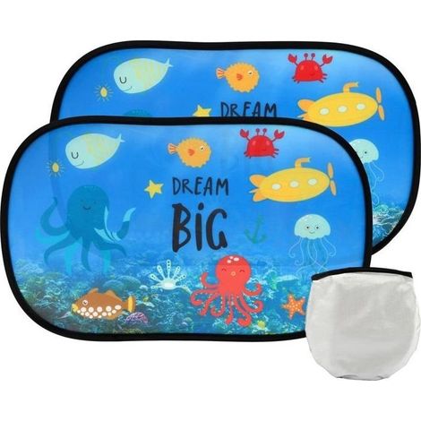 (Color:Green ecume of sea)Set of 2 sun visor for window of car of baby, sun visor of window of car for children, protection solar (1/4)