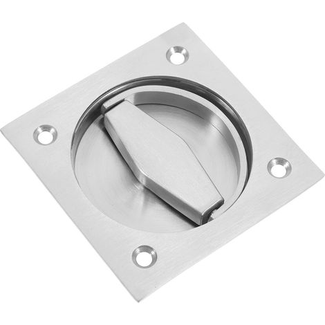 Poignée de porte encastrée, acier inoxydable, argentée, ronde (1/5)