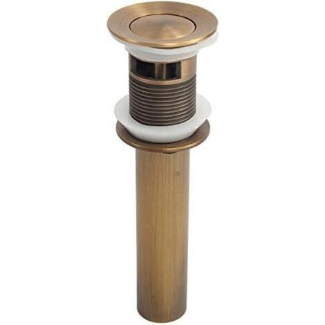 Bouchon de robinet de salle de bain sans trop-plein, Bonde de Vidange Pop-up avec Trop-Plein au Style Rétro en Laiton Vieilli, Accessoire de Salle de Bain (1/5)