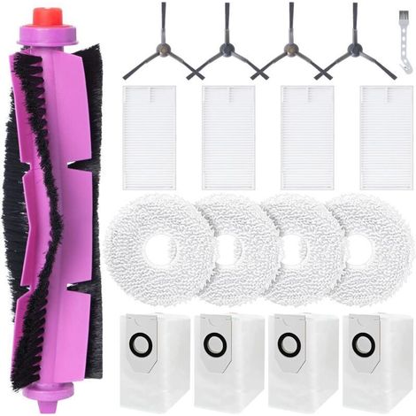 Accessory kit for Eureka J12 Ultra robot vacuum cleaner: 1 main brush, 4 HEPA filters, 4 cloths, 4 dust bags, 4 side brushes, 1 cleaning brush (1/4)