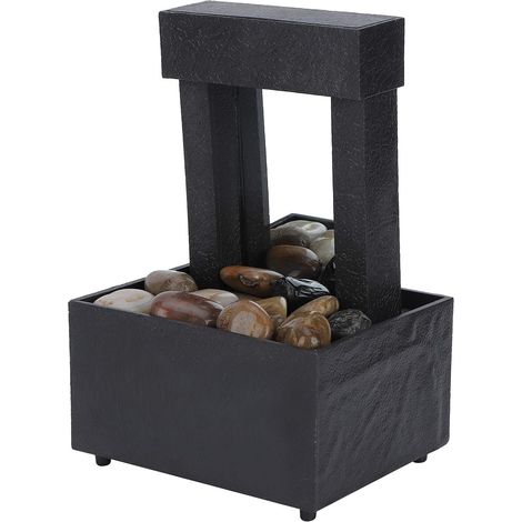 Fontaine d'eau D'intérieur éclairée par LED pour Décoration Zen de la Maison, Fontaine de Table USB avec Pierres pour Bureau, 6,5 X 4,3 X 3,5 Pouces, Plastique, Pierres Irrégulières (1/5)