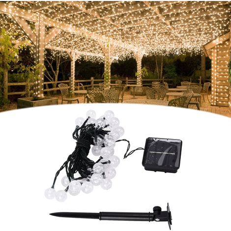 6,5 Meter lange wasserdichte Solar-Lichterkette mit 30 LEDs zur Gartendekoration, runde LED-Lichterkette, kreative hängende dekorative Lichterkette für den Garten. (1/5)