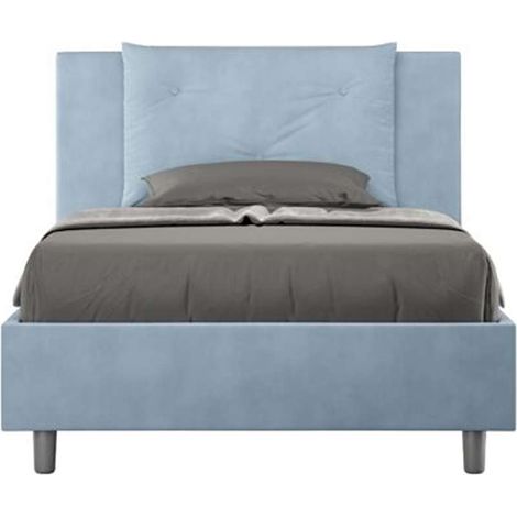 Letto singolo contenitore imbottito 100x190 microfibra azzurro Appia (1/5)