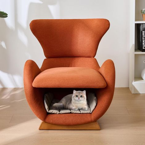 Fauteuil design inspiré du requin-baleine – fauteuil adapté aux animaux de compagnie, offrant un refuge aux chats et aux petits chiens, tissu anti-griffures, canapé une place, fauteuil TV pour le salo