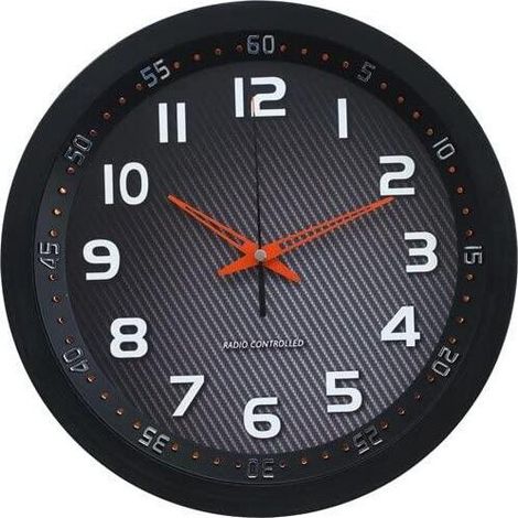 Technoline WT 8972 - Reloj de Pared Controlado por Radio, Color Negro Y Ámbar