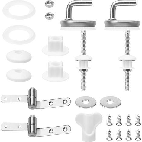 Set of 2 Universal Hinged Toilet Seat Fasteners Hinges Stainless Steel Toilet Seat for Repairing and Fixing Toilet Seats (1/5)