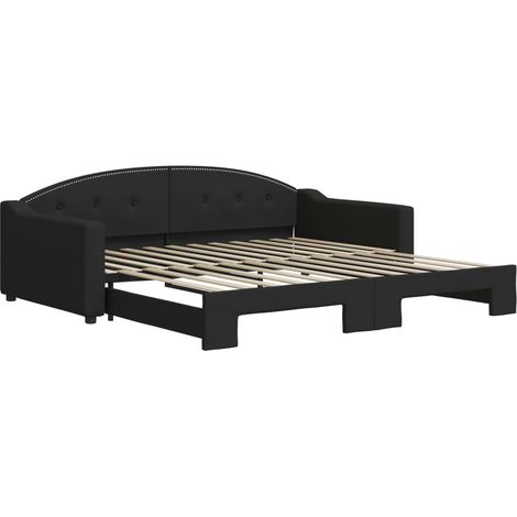 Maison Exclusive - Lit de jour avec gigogne sans matelas noir 100x200 cm