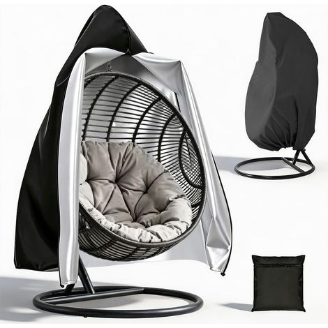 190 x 115 cm Housse Oeuf Suspendu Extérieur avec Fermeture Éclair Coupe-Vent Bâche de Chaise à Œufs Imperméable Anti-UV Housse Fauteuil Jardin, Oeuf Suspendu en Tissu Oxford 210D (1/5)