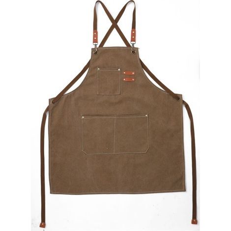 (Marron)Tablier Cuisine Homme Tabliers en Toile avec 3 Poches Imperméable et Réglable Apron pour Barbecue, Restaurant,Jardin, Charpentier,78 x 68cm (1/4)
