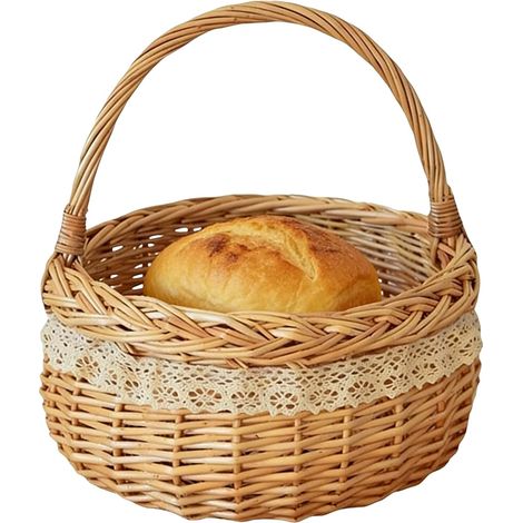 Panier de pique-nique en osier , décoratif tressé naturel avec anse - Idéal pour les couples , enfan