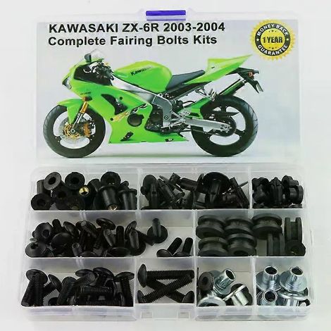 Komplettes Verkleidungsschrauben-Set (Schrauben, Clips und Schnellmuttern) kompatibel mit Kawasaki ZX6R ZX-6RR ZX 6RR 2003-2004 (1/5)