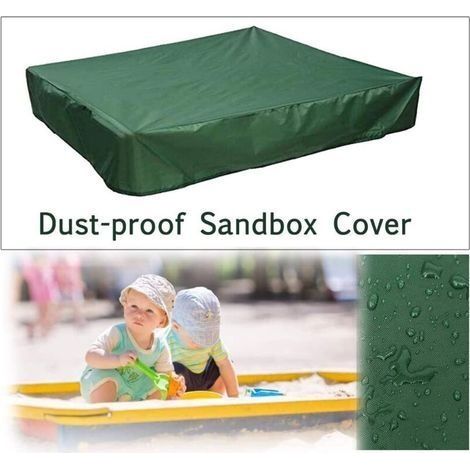 Sandkastenabdeckung 200 x 200 cm, wasserdicht, UV-Schutz (70 % Schutz) für Oxford-Sandkästen, mit Kordelzug, Grün (1/4)