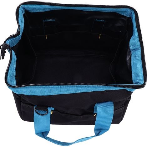 Sac à outils professionnel, toile épaisse, ouverture large, bandoulière réglable, poche de rangement pour électricien et menuisier, 14 pouces. (1/5)