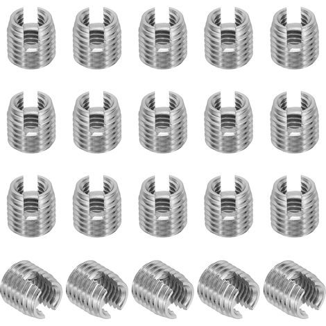 Insert Fileté Auto-Taraudeurs, 20 Pcs M8 x M12 x 12mm Acier Inoxydable 303 Filetage Adaptateur Réducteur Vis à Fente Inserts de Réparation Écrous Manchon (1/5)