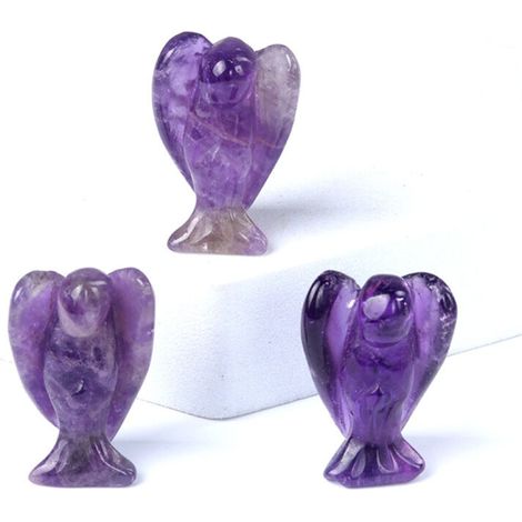 Lot de 6 figurines d’anges sculptées en améthyste, décorations en pierre naturelle pour intérieur (1/3)