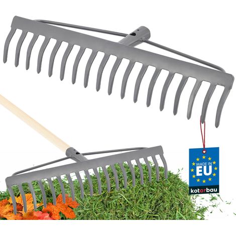 KOTARBAU® Rateau à Feuille - Métal - 46 cm - Râteau Jardin - 18 Dents - Gris - Outil Robuste Pour Entretien Gazon Jardinage - sans Manche (1/5)