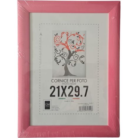 Cornice per Foto In Legno Laccata 21x29.7 Vari Colori - Colore: Rosa