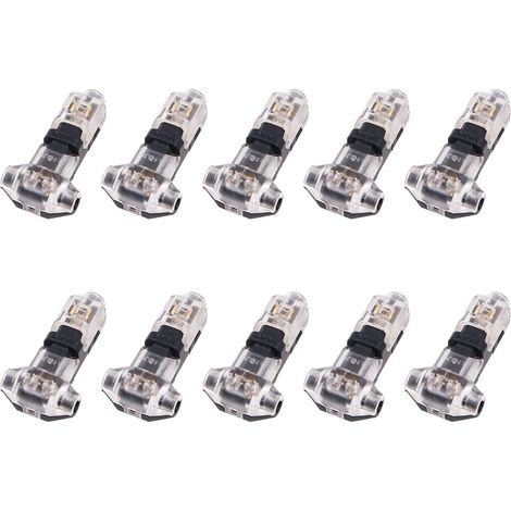 Lot de 10 connecteurs de câble 1 broche basse tension T robinet 3 voies épissure rapide sans soudure sans dénudage compatible avec câble 18-24 AWG (1/5)