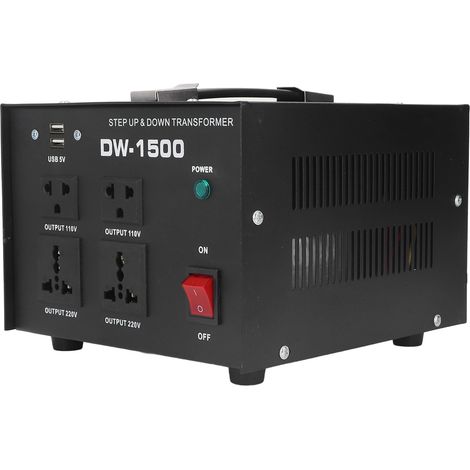1500-W-Leistungstransformator, Abwärts-/Aufwärts-Spannungswandler AC 110–120 V / 220–240 V, verstellbarer EU-Stecker, Universaleingang (1/5)