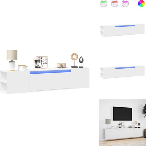 TV-Wandschrank mit LED-Beleuchtung Weiß 180x31x39,5 cm - TV-Wandschrank - TV-Wandschränke - TV-Hängeschrank - TV-Möbel (1/5)