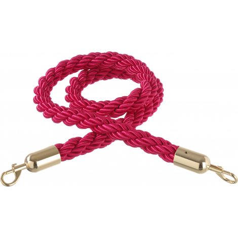 Corde rouge pour poteaux de barrière avec mousquetons argentés, longueur 1,5 m (1/4)