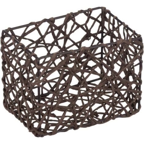 QORVA-Panier salle de bain Curly, rangement salle de bain, Cellulose, 15x11x10,5 cm, marron (1/4)