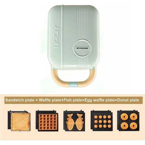 Appareil à sandwichs/petit-déjeuner multifonctionnel (vert) 650 W avec minuterie (1/5)
