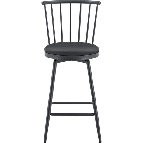 CHICFURN Taburete de bar 39x43,2x96 cm metal negro, estilo Windsor industrial para cocina y bar (1/5)