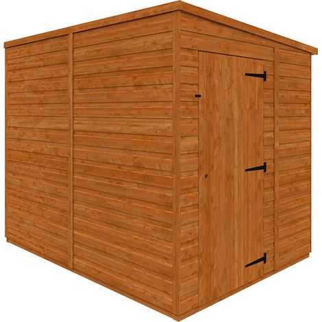 8x6 Flex Pent Windowless 12mm Flex - L238.8 x W175 x H203 cm - Solid Wood/Softwood/Pine - Burnt Orange