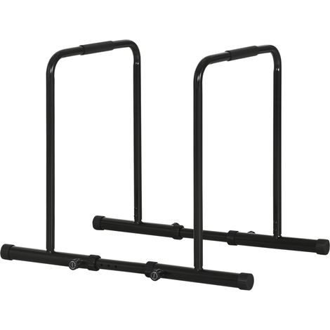 Dips Barre Parallèle Station de Musculation en Acier, Hauteur et Espacement Réglables, 90-102x65x80-90cm, Noir (1/5)