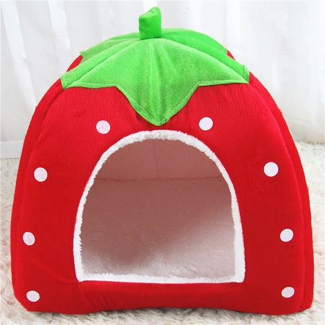 Lit Pour Animal De Compagnie - Tente Chaude Pliable En Peluche Courte - Abri Intérieur Pour Chats Et Chiens Jusqu'à 2 Kg - Dimensions Dépliées 26x26x28 Cm - 1 Pièce (1/5)