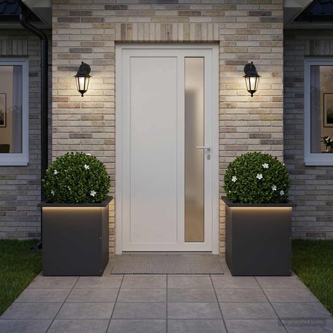 vidaXL Jardinera para jardín con luces LED 2 uds. Negro (1/5)