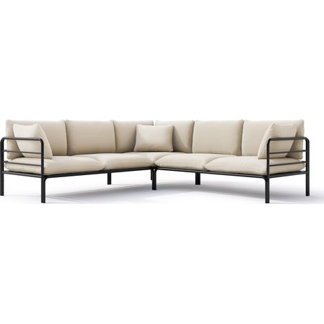 Selsey Worcully - Gartenecksofa mit wasserfestem Bezug, Beige / schwarzes Gestell (1/3)