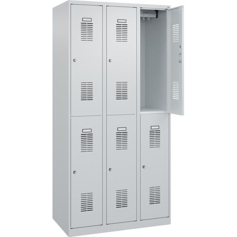 C+P Casier double étage Basis PLUS, 6 compartiments, 1850x900x500mm, 7035/7035 (1/5)