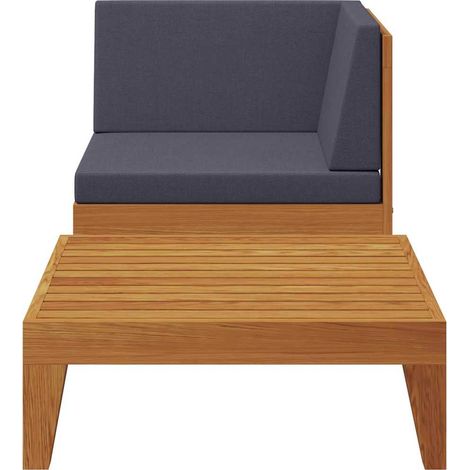 Salon de jardin 2 pcs Contemporain, Ensemble repas de jardin, avec coussins Bois d'acacia solide OIB6558E (1/5)