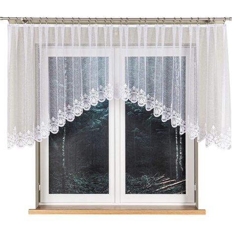 Żaneta - Rideau jacquard prêt à poser avec fente en bas - 400 x 105 cm - blanc (1/5)