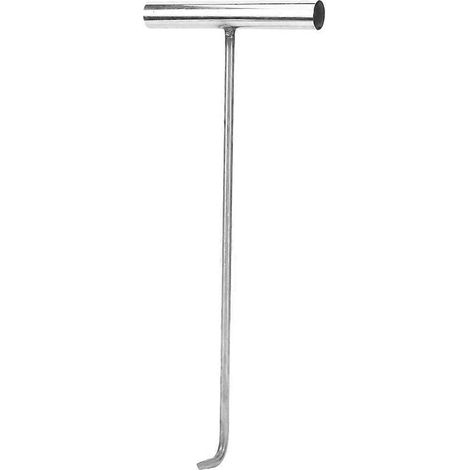 Crochet de lève-plaque d'égout en acier inoxydable, outil de levage de porte domestique-38X16.2CM-Silver (1/4)