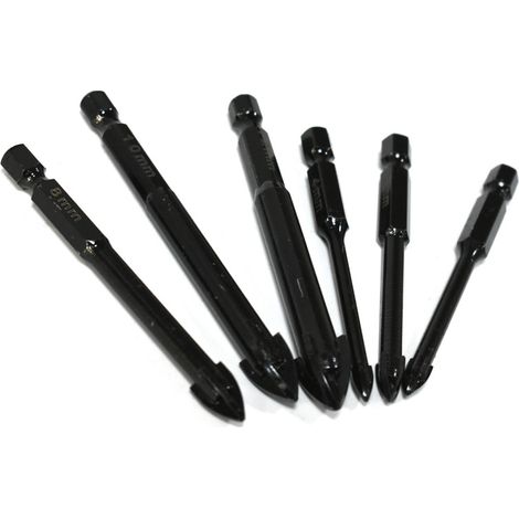 Juego de brocas de diamante de 1 pieza para taladrar y perforar azulejos, hormigón, ladrillo, vidrio, cerámica, madera, metal y piedra, de 4 a 12 mm (diámetro del orificio: 12 mm, negro). (1/5)