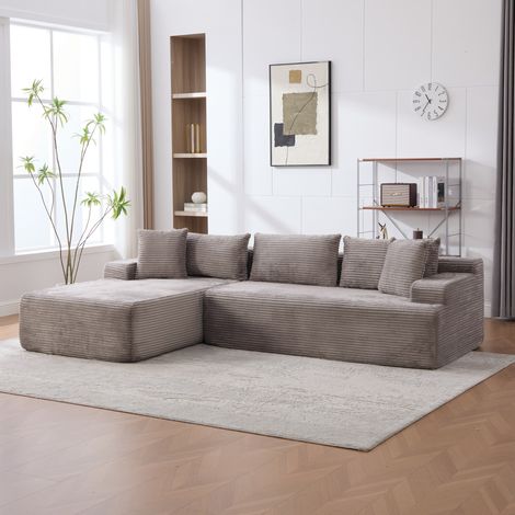 Sofá modular de compresión de tela chenille, relleno con espuma de alta elasticidad de 30D. Fácil de mover y con base antideslizante, ideal para salas de estar y otros espacios. GRIS (1/5)